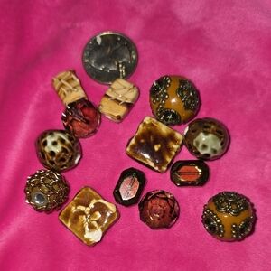 Vintage Glass Brown and Gold Bead Set